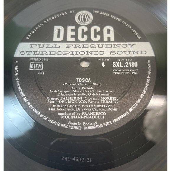 Puccini Tosca Tebaldi Del Monaco London DECCA SXL 2180-1 2LP 1ED Wallet Cover - Picture 7 of 11